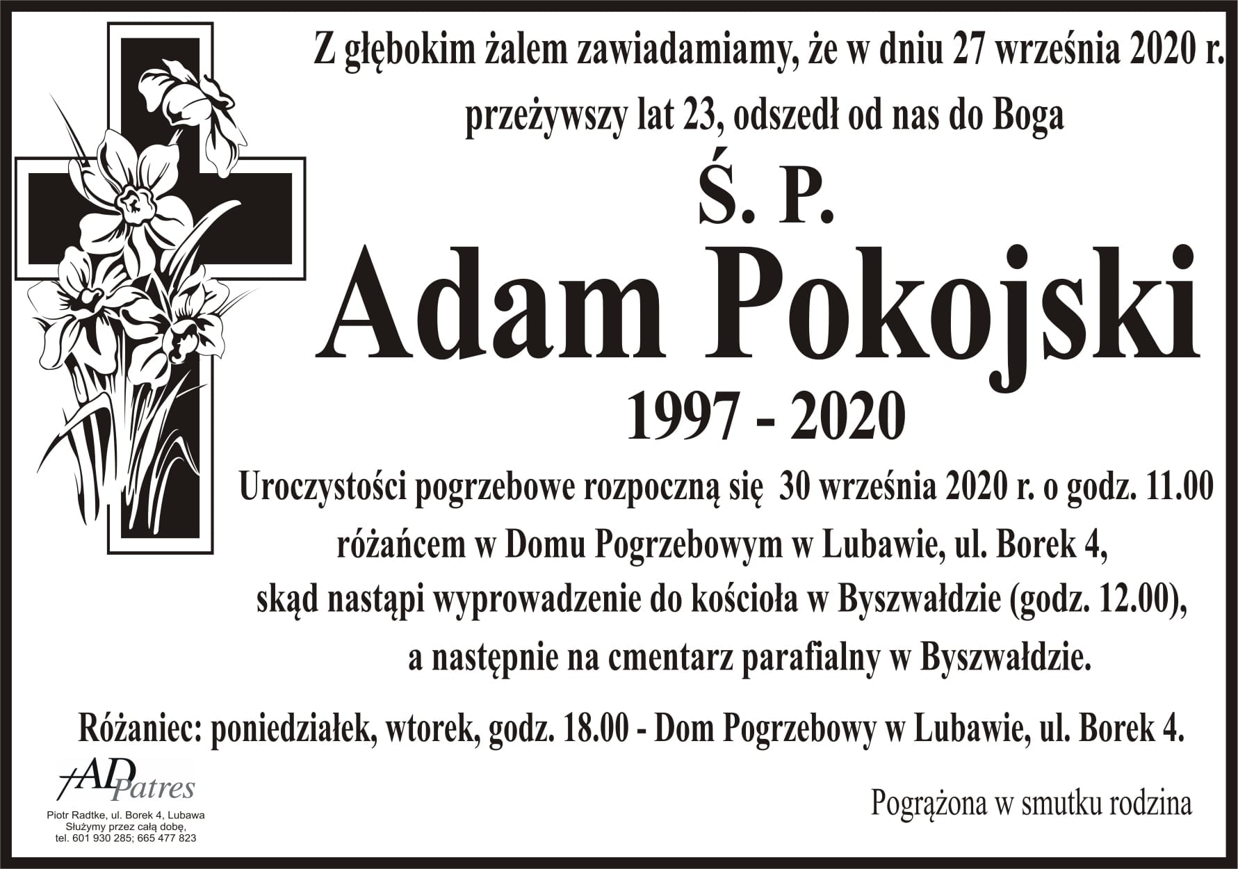 Adam Pokojski (1997-2020) - materiał z profilu naszego śp. absolwenta https://www.facebook.com/adam.pokojski.3